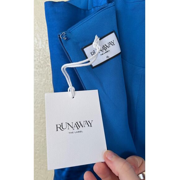 NEW REVOLVE Runway the Label Oura Maxi Dress XL Cobalt Blue Satin Corset Date - Picture 8 of 9